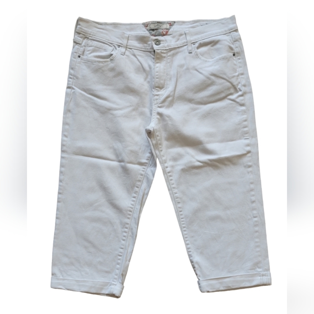 Levis White Cuffed Capri Jeans Sz14